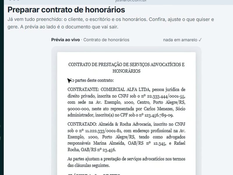 Contrato, procuração e recibo