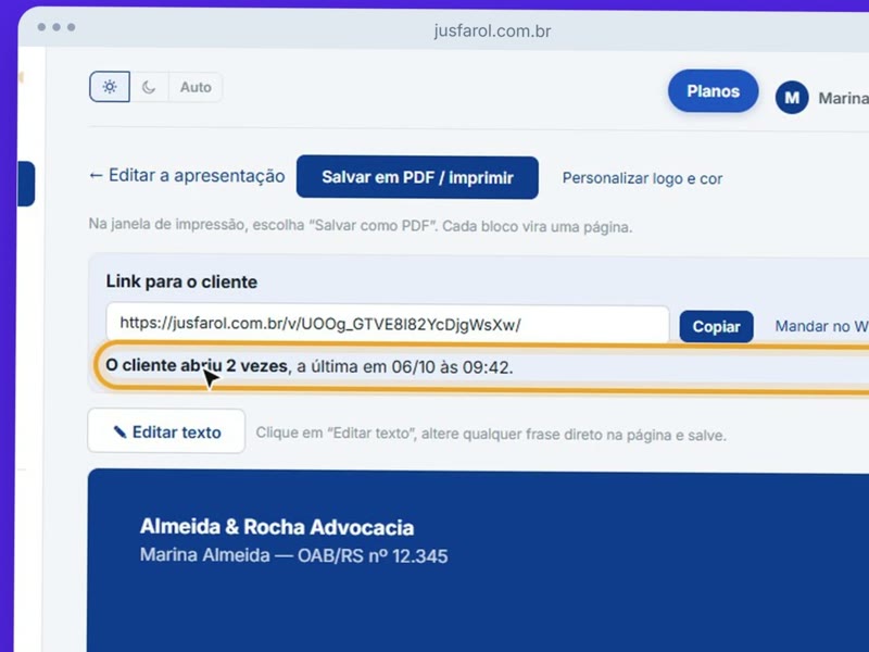 Página de diagnóstico com a sua marca