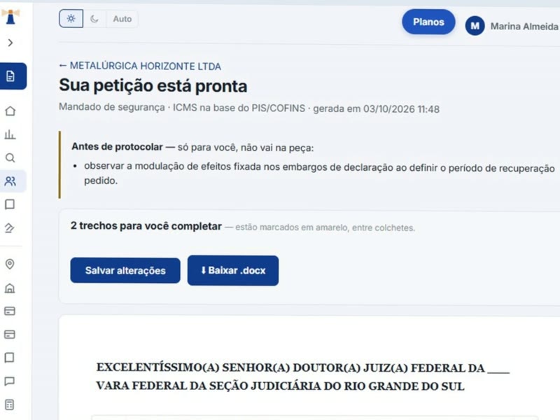 Petição pronta para revisar