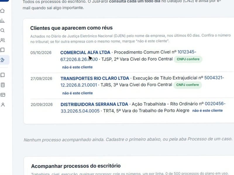 Processos e intimações pela sua OAB